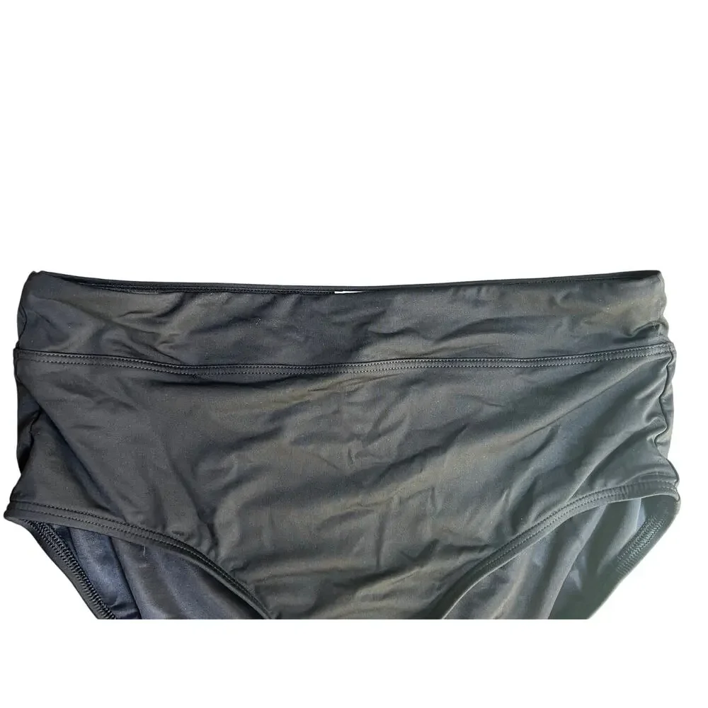 LANDS' END WOMENS SIZE 10 SWIM BIKINI BRIEF SWIM BOTTOM BLACK